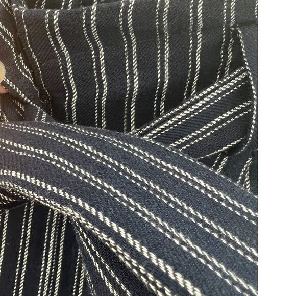 J. Crew Point‎ Sur Paperbag Pants Wide Leg Belt Stripe Navy Blue Size 12 - Picture 6 of 14